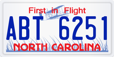 NC license plate ABT6251