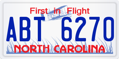 NC license plate ABT6270