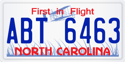 NC license plate ABT6463