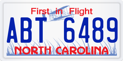 NC license plate ABT6489