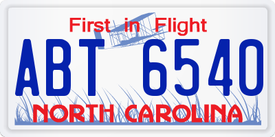 NC license plate ABT6540
