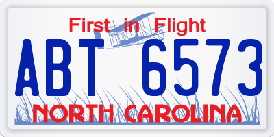 NC license plate ABT6573