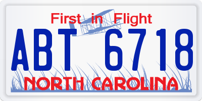 NC license plate ABT6718