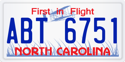 NC license plate ABT6751