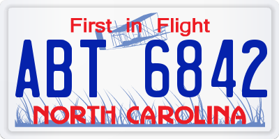 NC license plate ABT6842