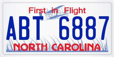 NC license plate ABT6887