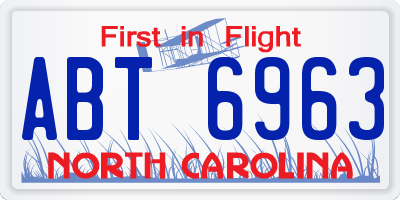 NC license plate ABT6963