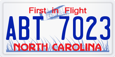 NC license plate ABT7023