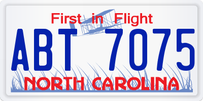 NC license plate ABT7075