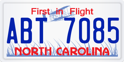 NC license plate ABT7085