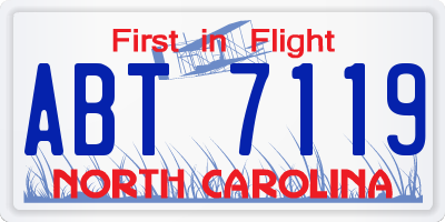 NC license plate ABT7119