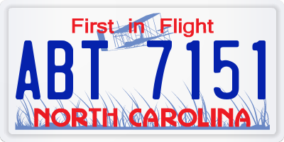 NC license plate ABT7151