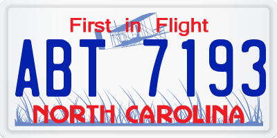 NC license plate ABT7193