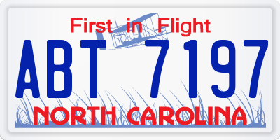 NC license plate ABT7197