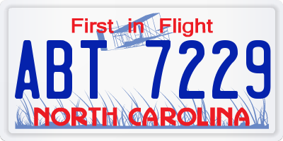 NC license plate ABT7229