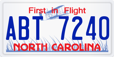 NC license plate ABT7240