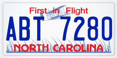 NC license plate ABT7280
