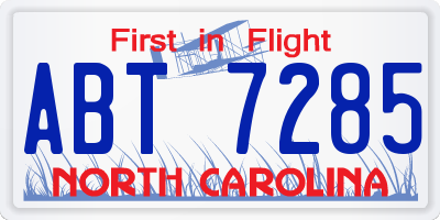 NC license plate ABT7285