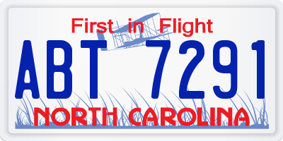 NC license plate ABT7291