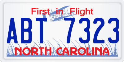 NC license plate ABT7323