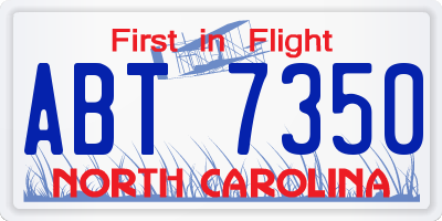 NC license plate ABT7350