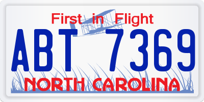 NC license plate ABT7369