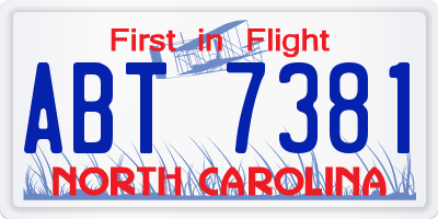 NC license plate ABT7381
