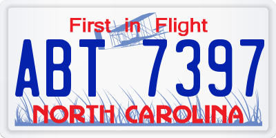 NC license plate ABT7397