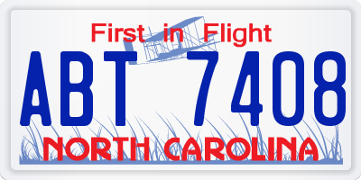 NC license plate ABT7408