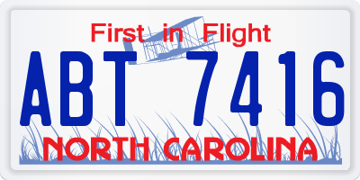 NC license plate ABT7416