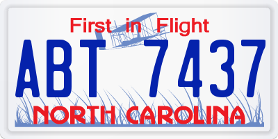NC license plate ABT7437