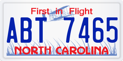 NC license plate ABT7465