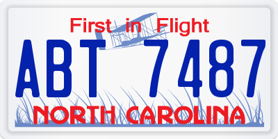 NC license plate ABT7487