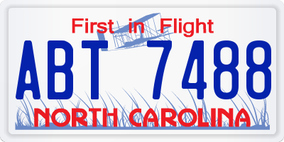 NC license plate ABT7488