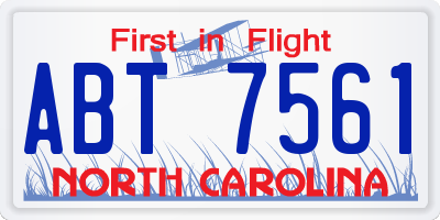 NC license plate ABT7561