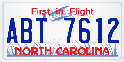 NC license plate ABT7612
