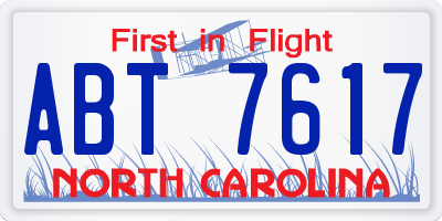 NC license plate ABT7617
