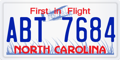 NC license plate ABT7684
