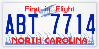 NC license plate ABT7714