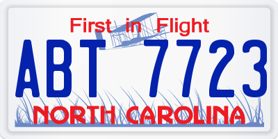 NC license plate ABT7723