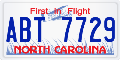NC license plate ABT7729