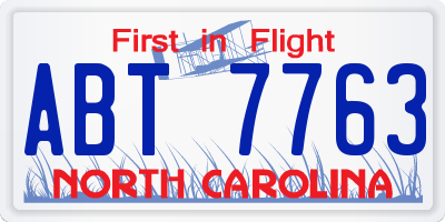 NC license plate ABT7763