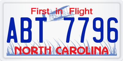 NC license plate ABT7796