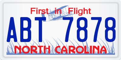 NC license plate ABT7878