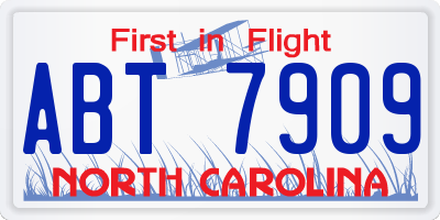 NC license plate ABT7909