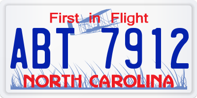 NC license plate ABT7912