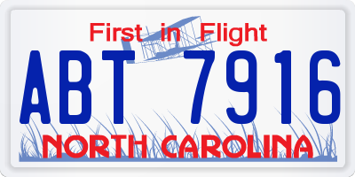NC license plate ABT7916