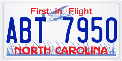 NC license plate ABT7950