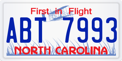 NC license plate ABT7993