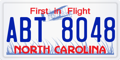 NC license plate ABT8048